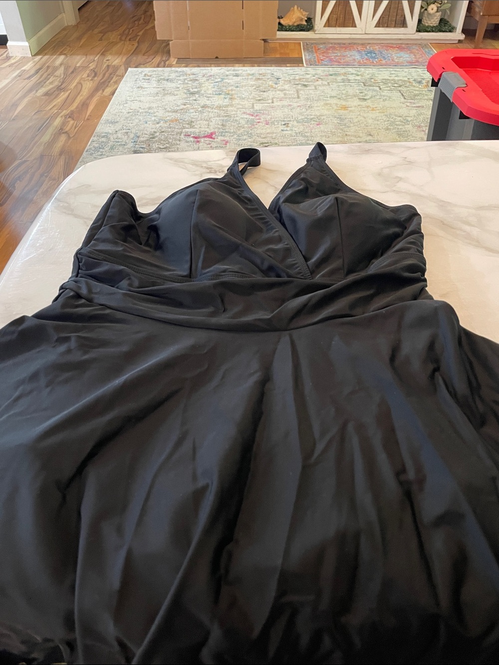 One piece black swim dress